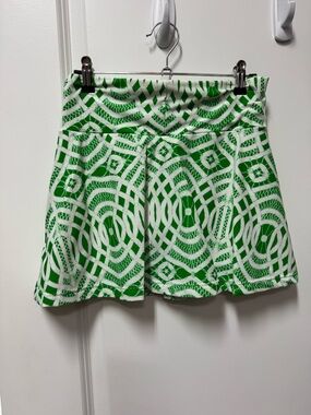Green and White Patterned Tennis Skort